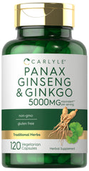Carlyle Panax Ginseng & Ginkgo 5000mg bottle label