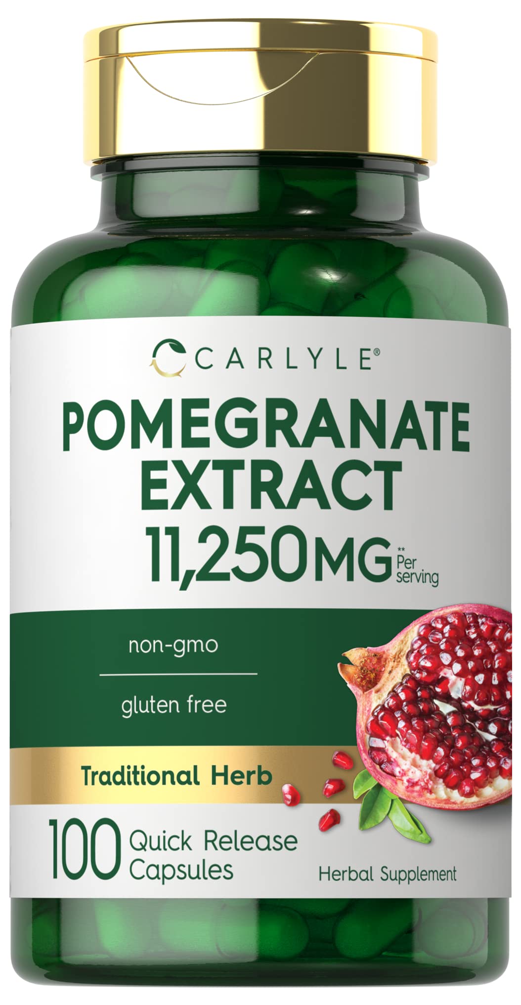 Carlyle Pomegranate Extract 11250mg 100 capsules bottle close-up