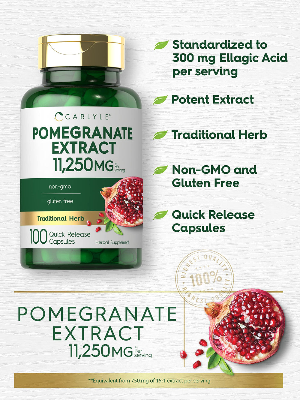 Premium ingredients used in Carlyle pomegranate extract