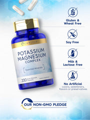 Nutrition facts panel for Carlyle Potassium Magnesium 200-count