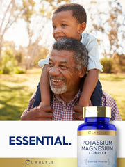 Packaging display of Carlyle Potassium Magnesium 200-count bottle