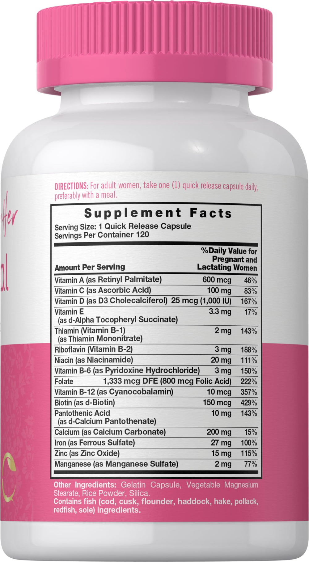 Close-up of Carlyle Prenatal Vitamins capsules