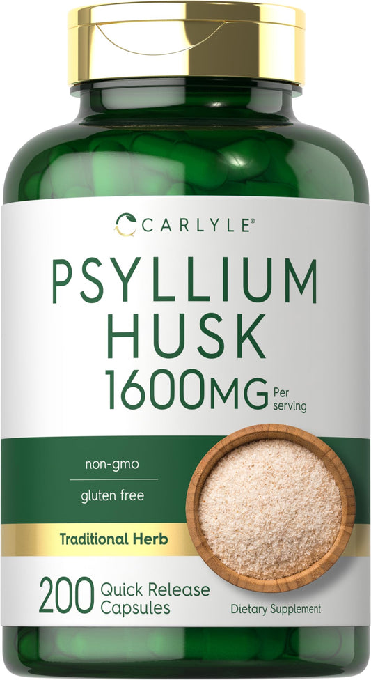 Carlyle Psyllium Husk Capsules 1600mg bottle – 200 count