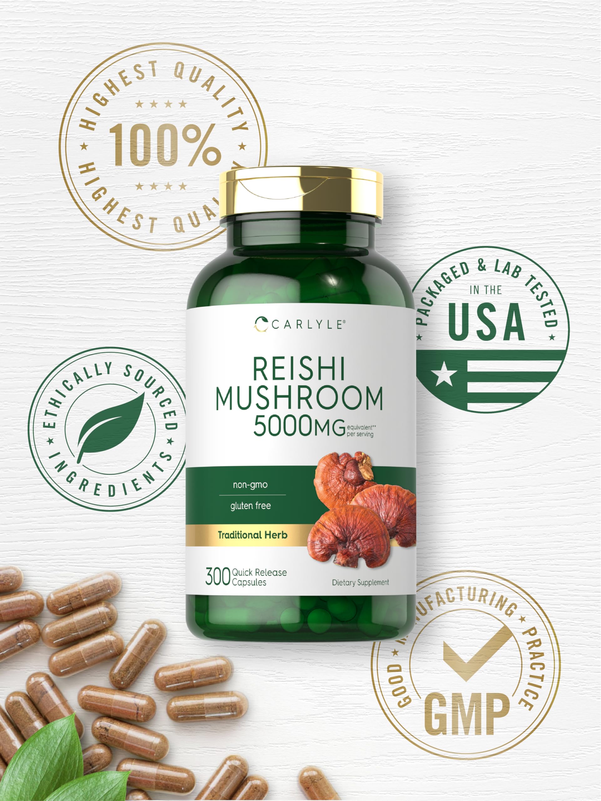 Reishi mushroom supplement ingredients panel