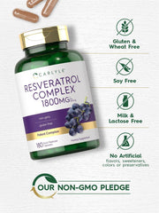 Nutrition facts panel for Carlyle Resveratrol 1800mg
