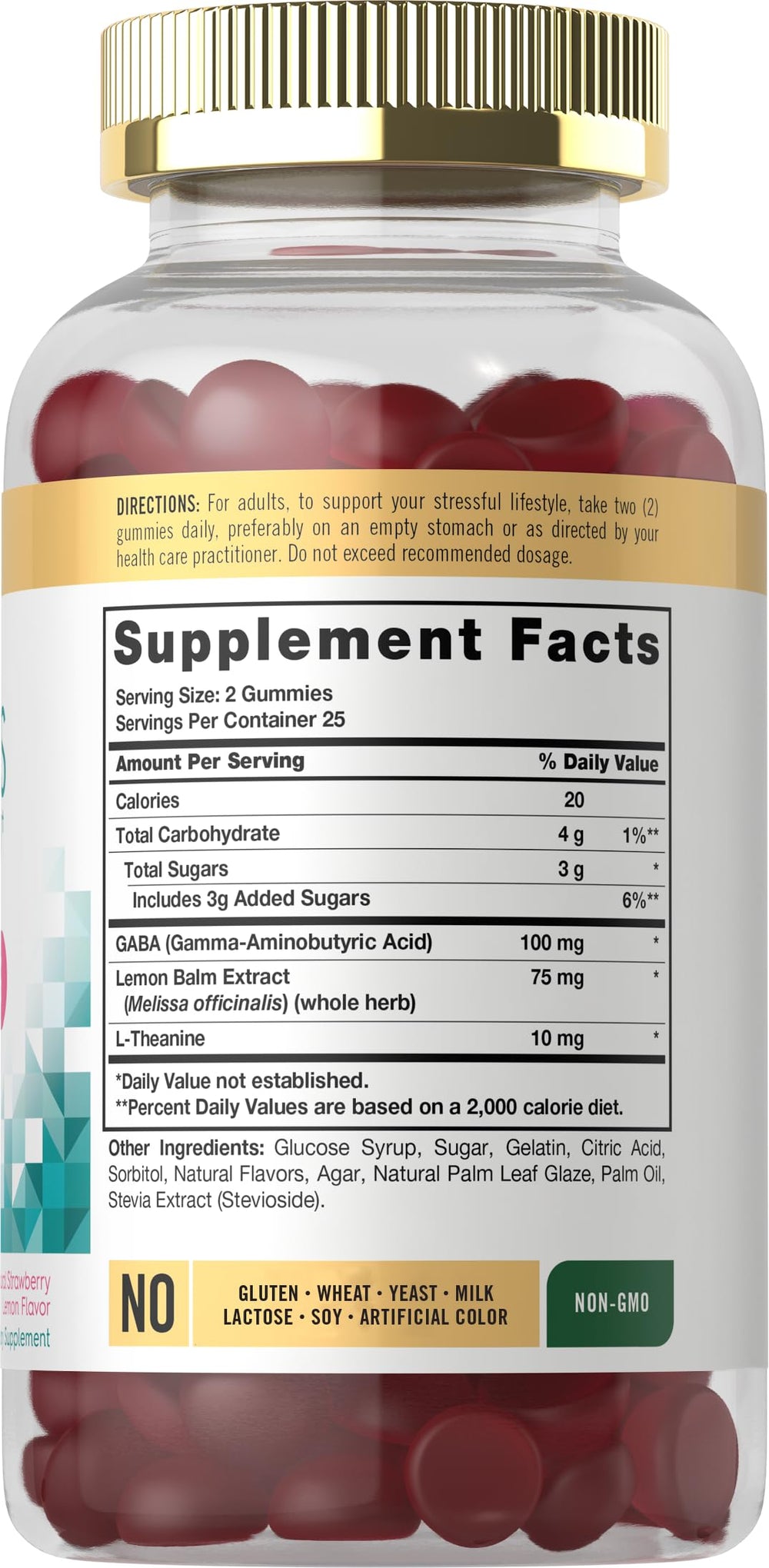 Front view of Carlyle Stress Support Gummies bottle