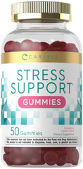 Bottle of Carlyle Stress Support Gummies with Strawberry Lemon flavor