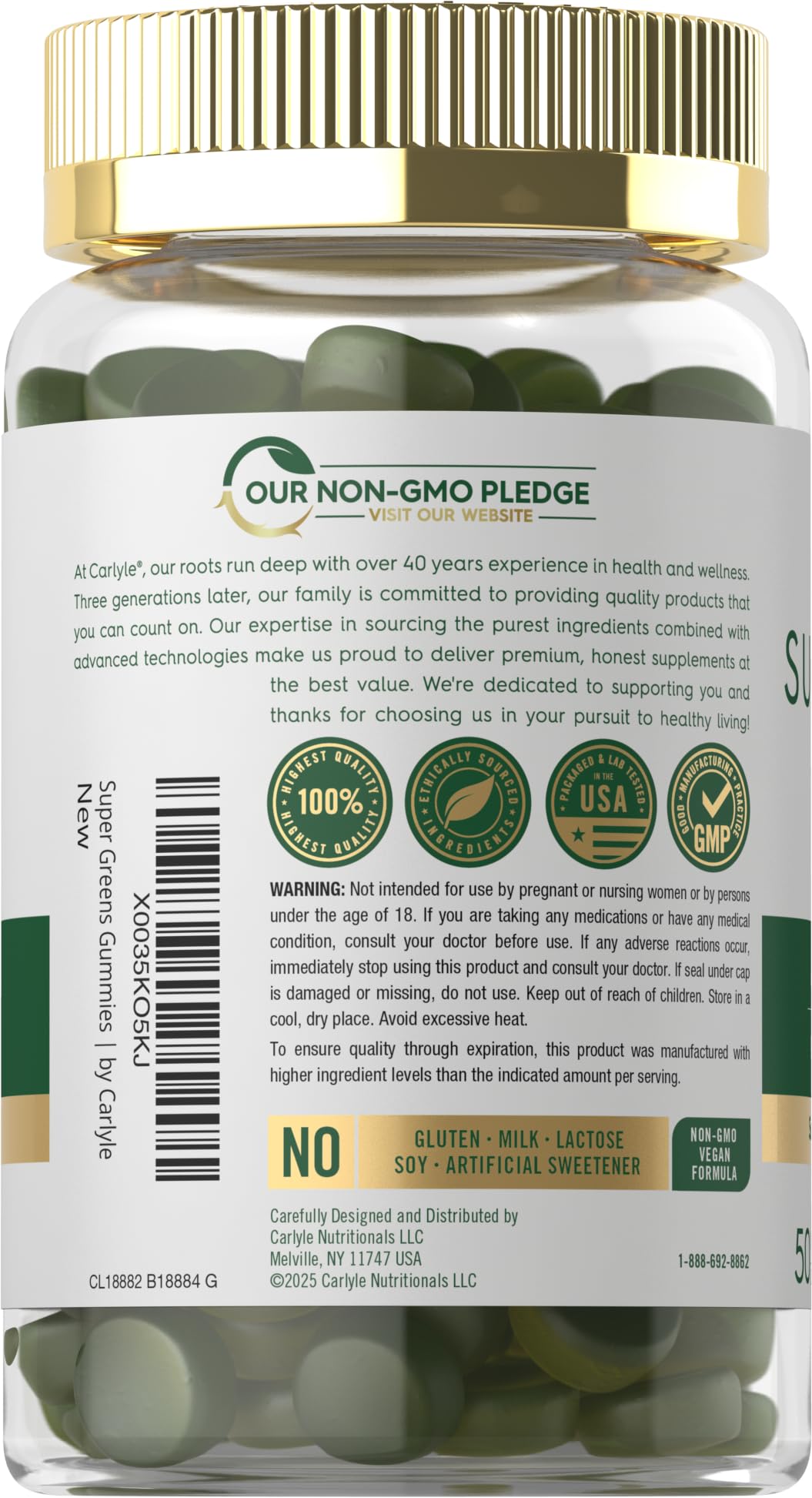 Packaging shows vegan, non-GMO and gluten-free claims