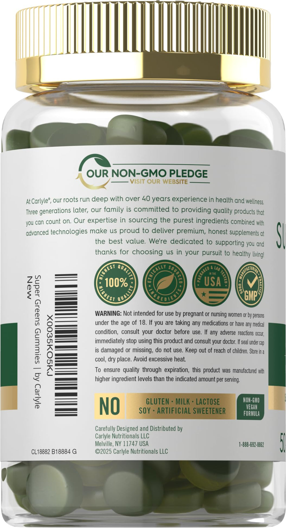 Packaging shows vegan, non-GMO and gluten-free claims