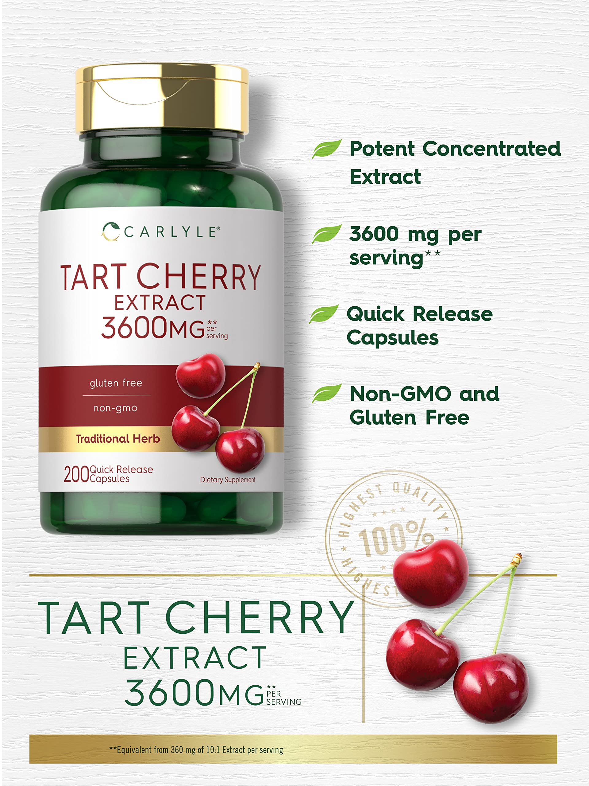 Ingredient list for Carlyle Tart Cherry Extract Capsules