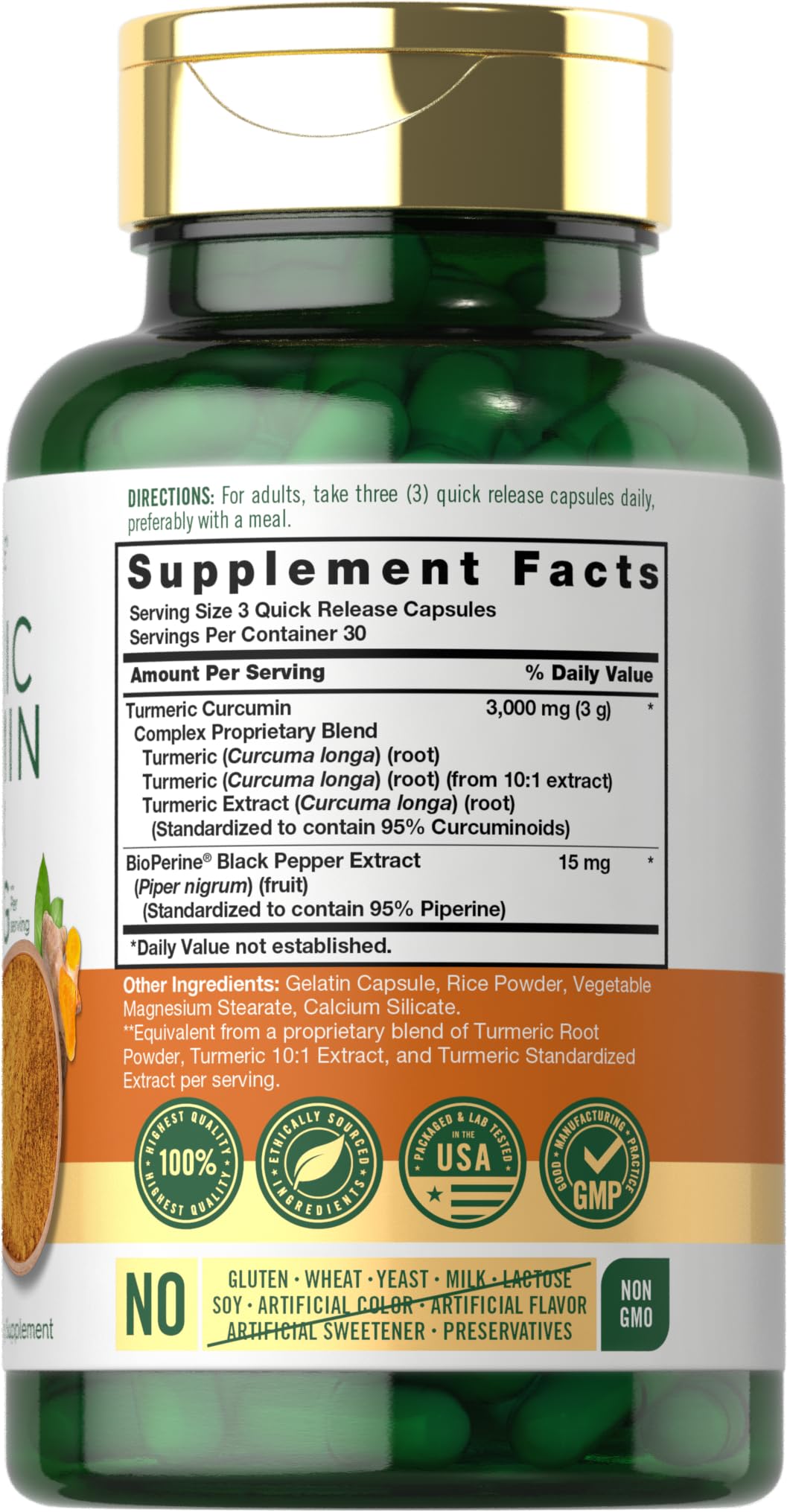 Bioperine and turmeric information on Carlyle product image
