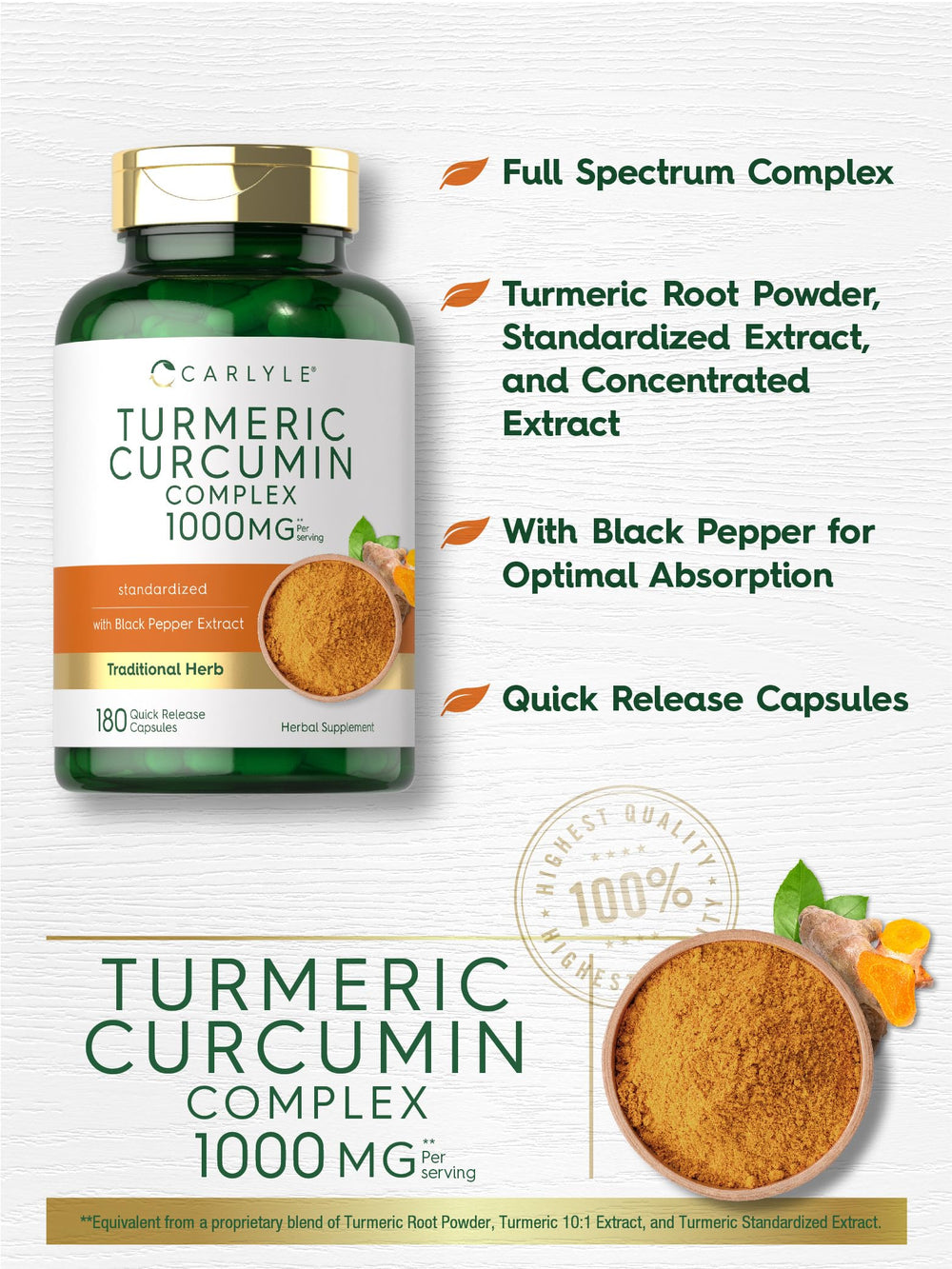 Packaging artwork for Carlyle turmeric curcumin supplement