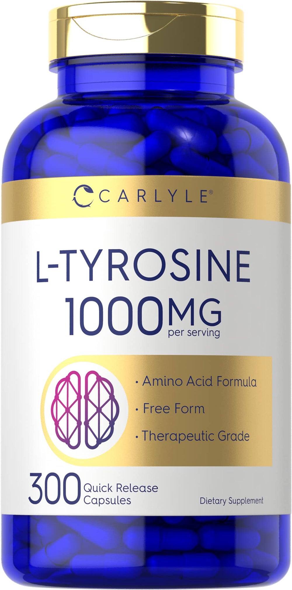 Carlyle Tyrosine capsules bottle 1000mg, 300 count