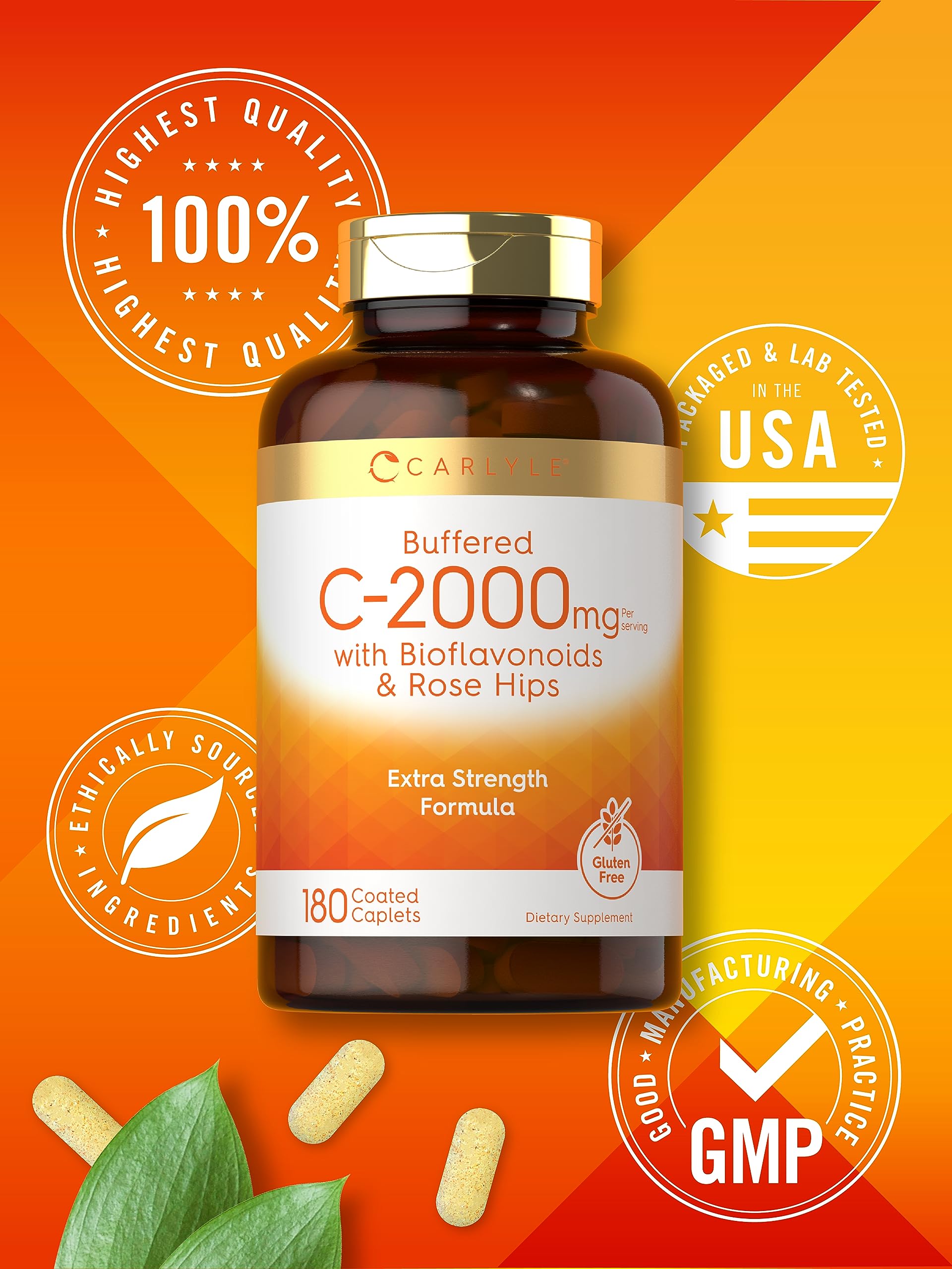 Vegetarian, gluten-free, non-GMO Carlyle Vitamin C packaging
