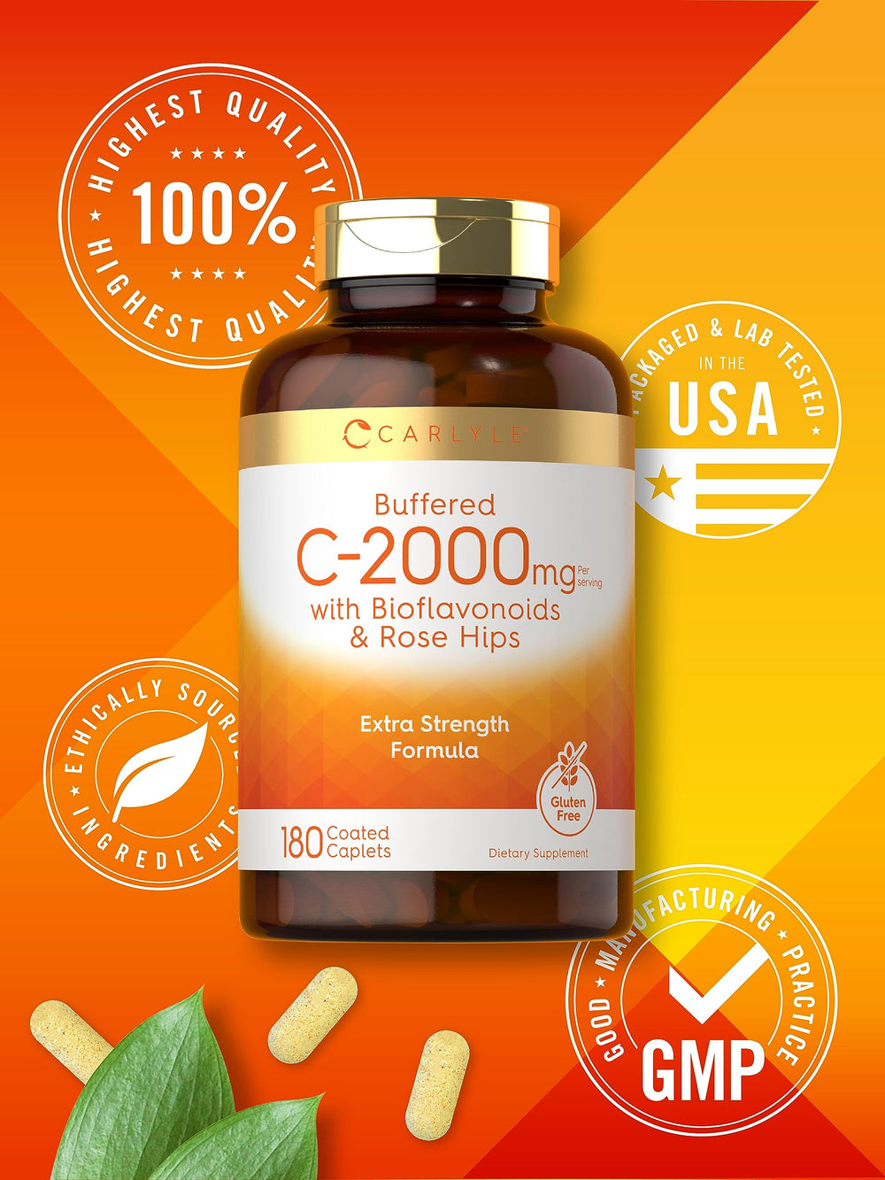 Vegetarian, gluten-free, non-GMO Carlyle Vitamin C packaging