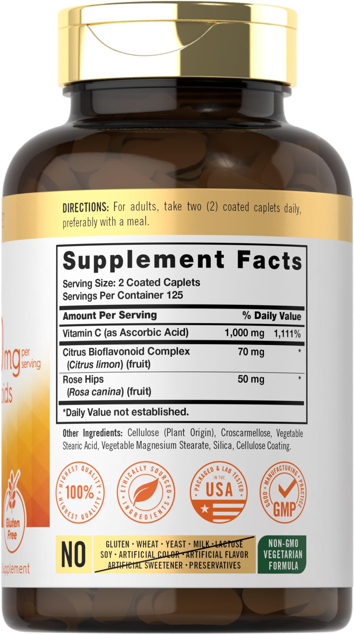Close-up of Carlyle Vitamin C 1000mg caplets