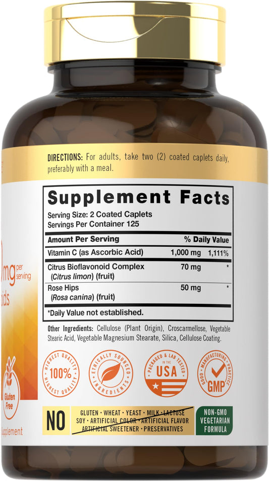 Close-up of Carlyle Vitamin C 1000mg caplets