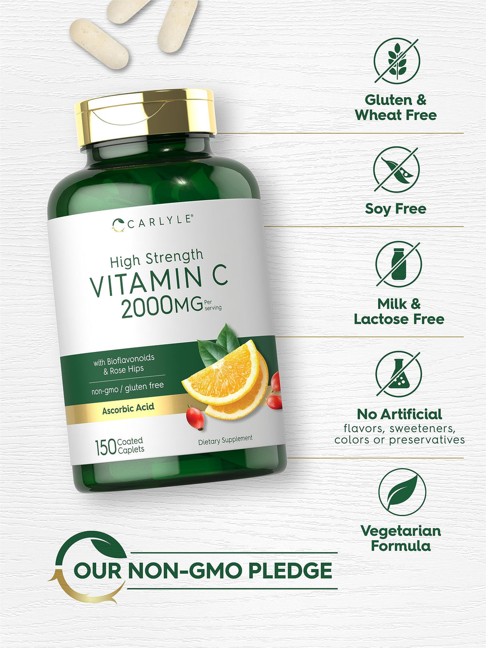 Carlyle Vitamin C 2000mg bottle with label details