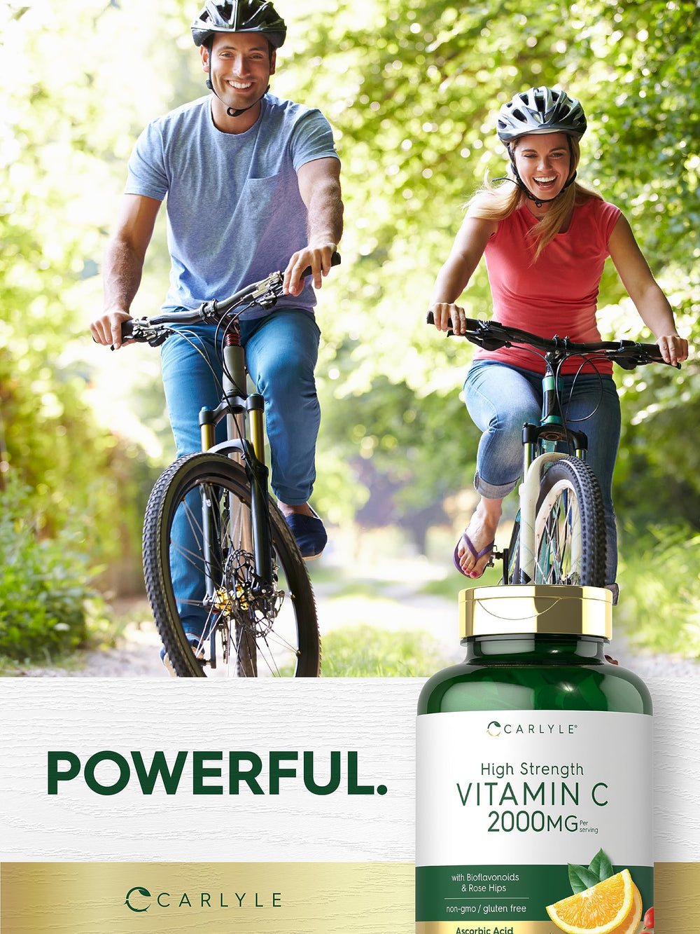 Nutritional facts panel for Carlyle Vitamin C 2000mg