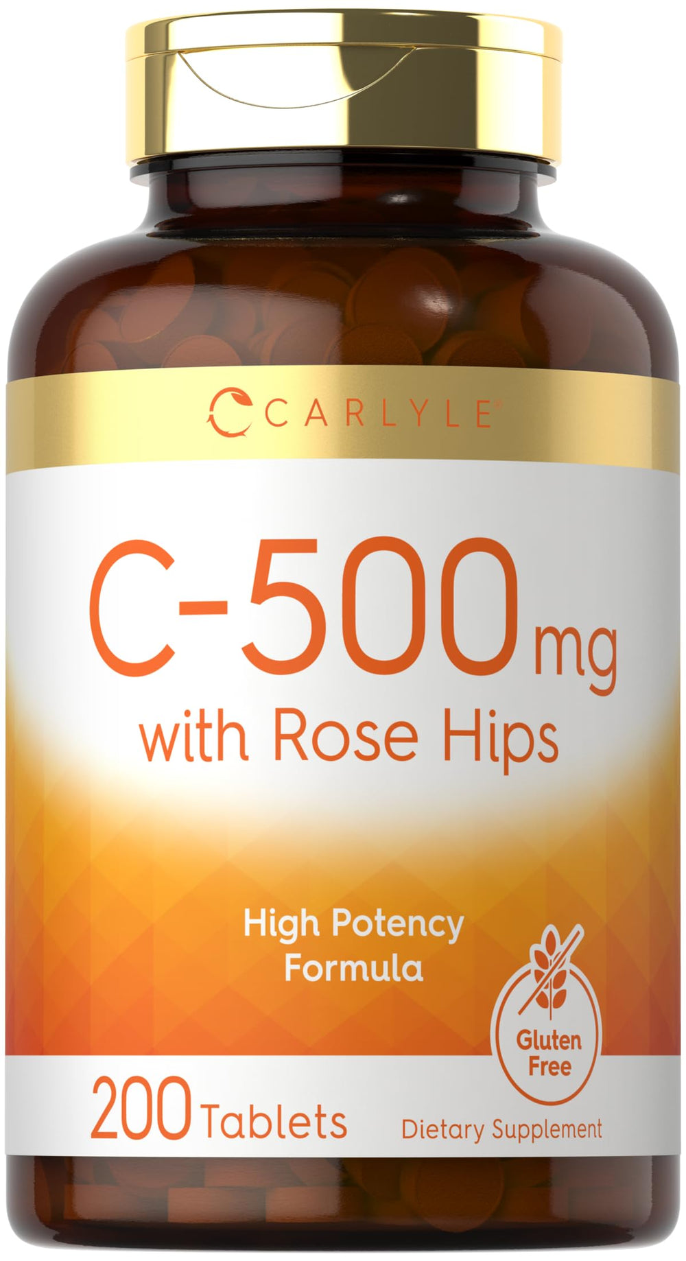 Front view of Carlyle Vitamin C 500mg with Rose Hips bottle