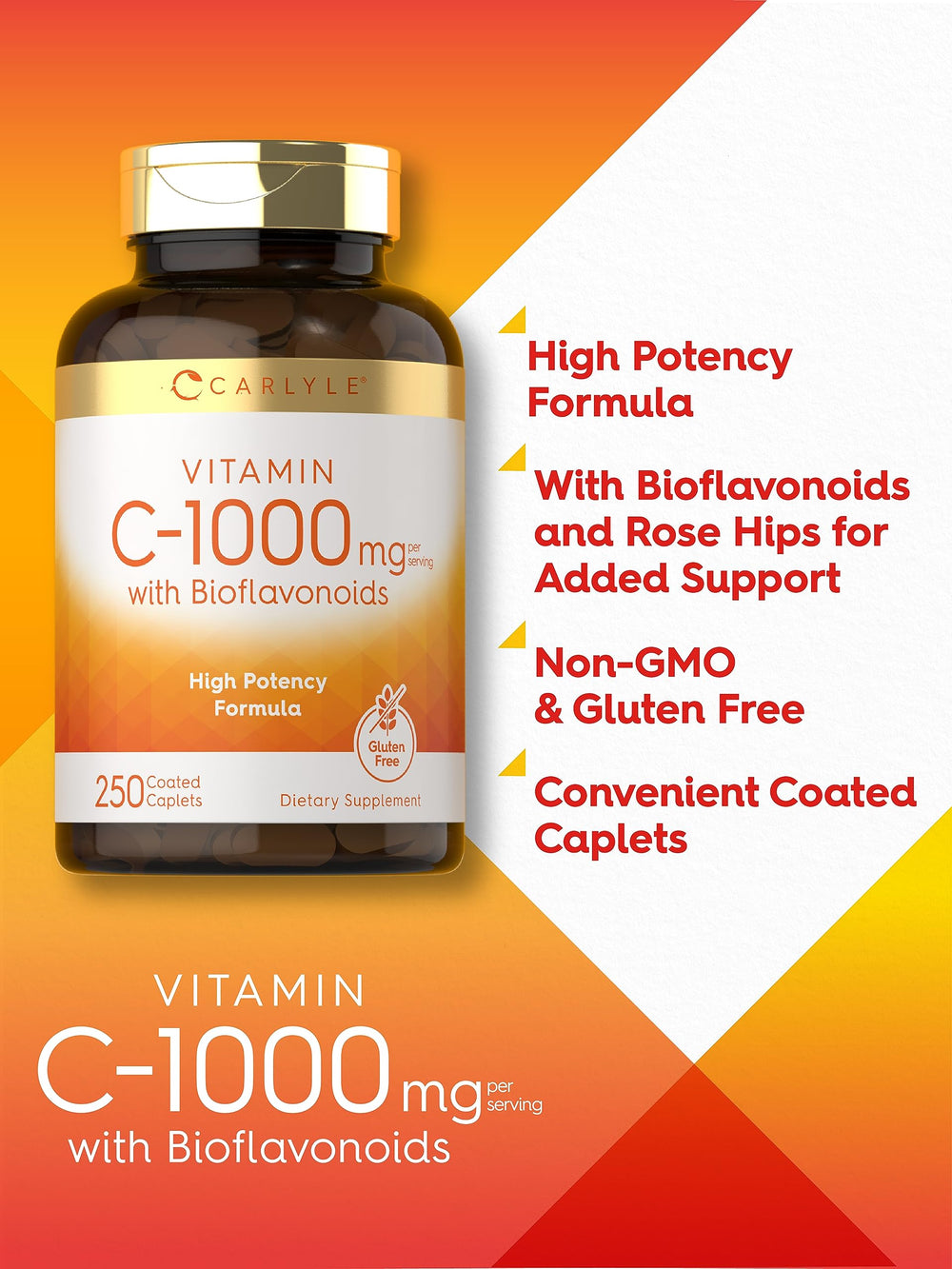 Coated Vitamin C 1000mg caplets close-up