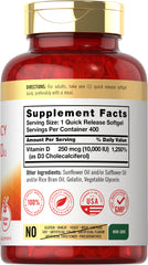 Label image: Carlyle Vitamin D3 10,000 IU softgels