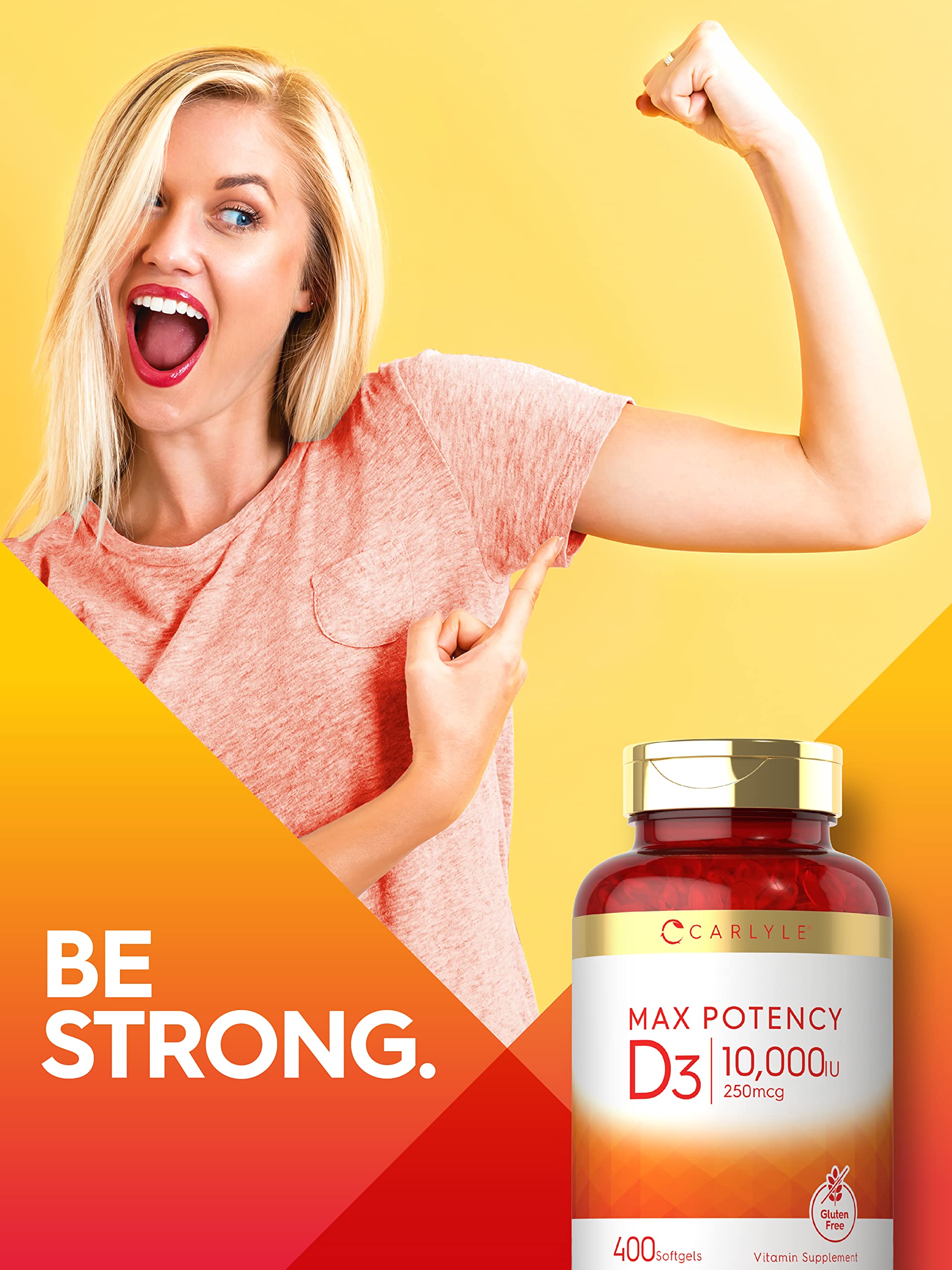 Value size label on Carlyle Vitamin D3 bottle