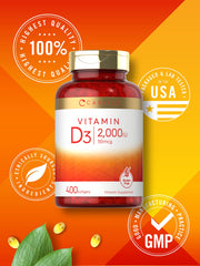 Ingredients for Carlyle Vitamin D3 2000IU Softgels
