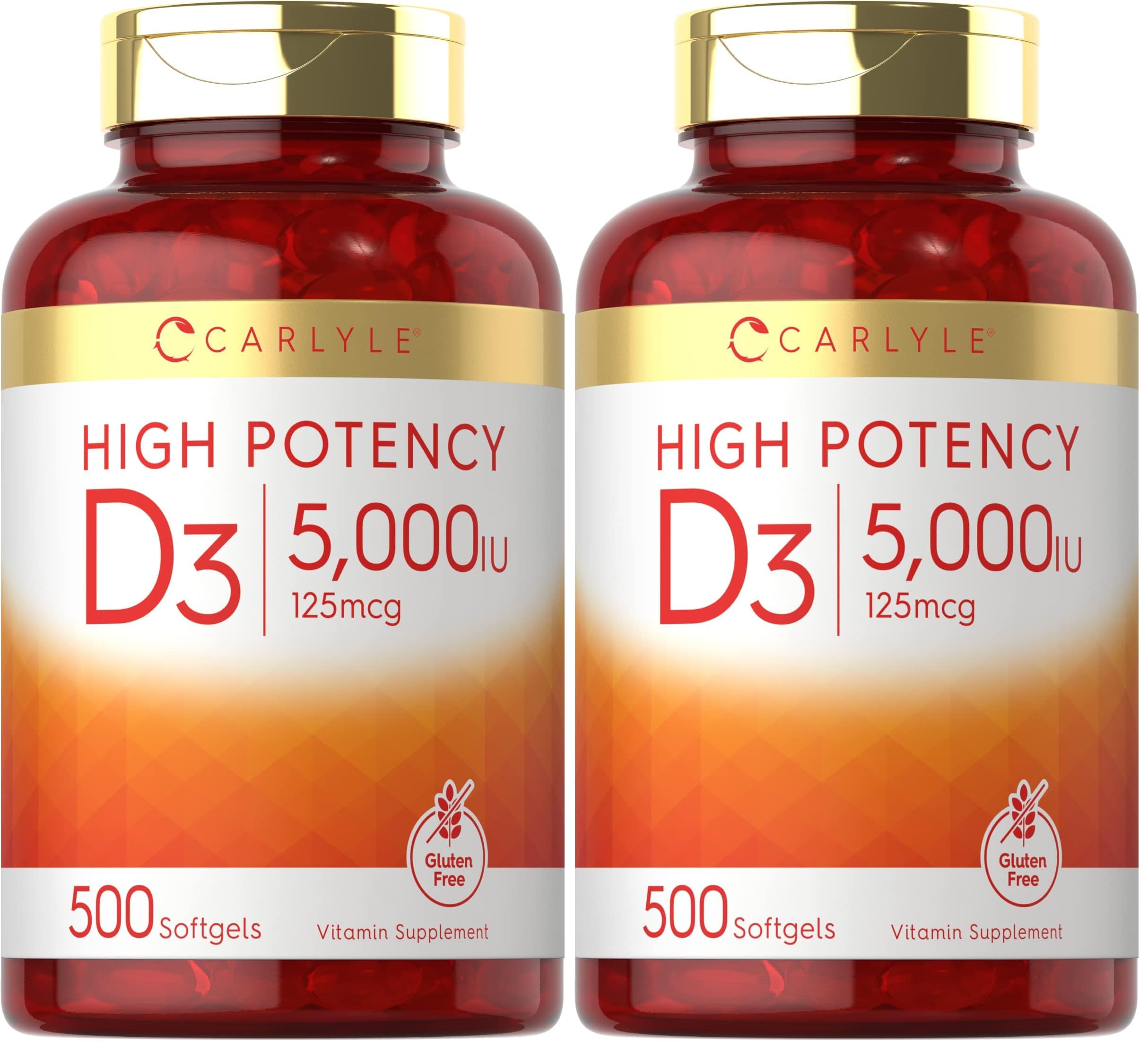 Carlyle Vitamin D3 5000 IU softgels bottle front view