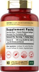 Close up of Carlyle Vitamin D3 5000 IU softgels