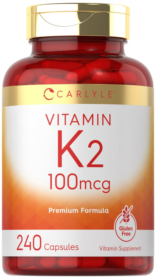 Bottle of Carlyle Vitamin K2 100 mcg MK-4 240 capsules