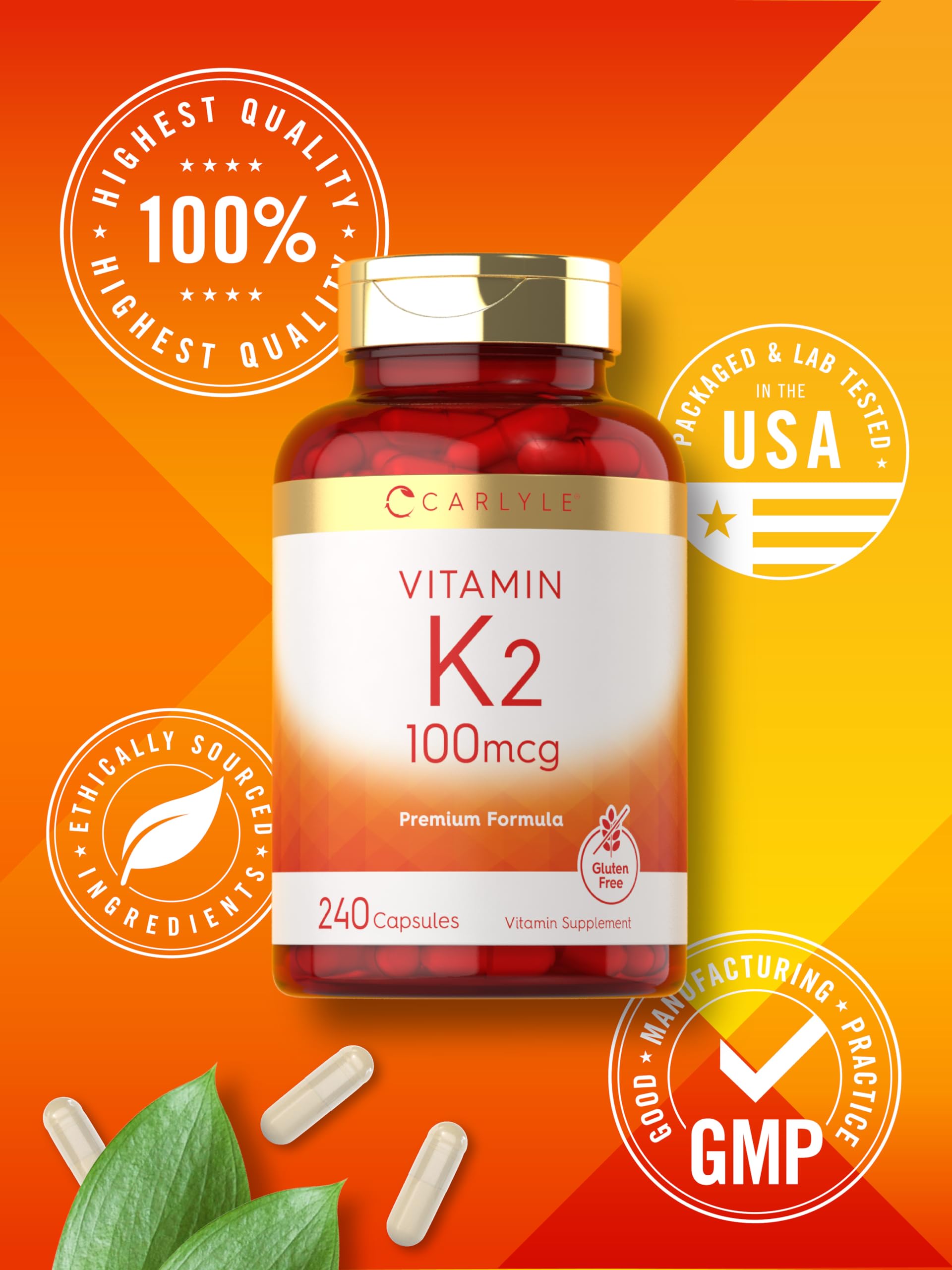 Supplement facts panel for Carlyle Vitamin K2 MK-4