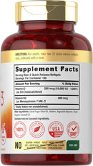 Carlyle Vitamin K2 + D3 300 Softgels bottle - back label