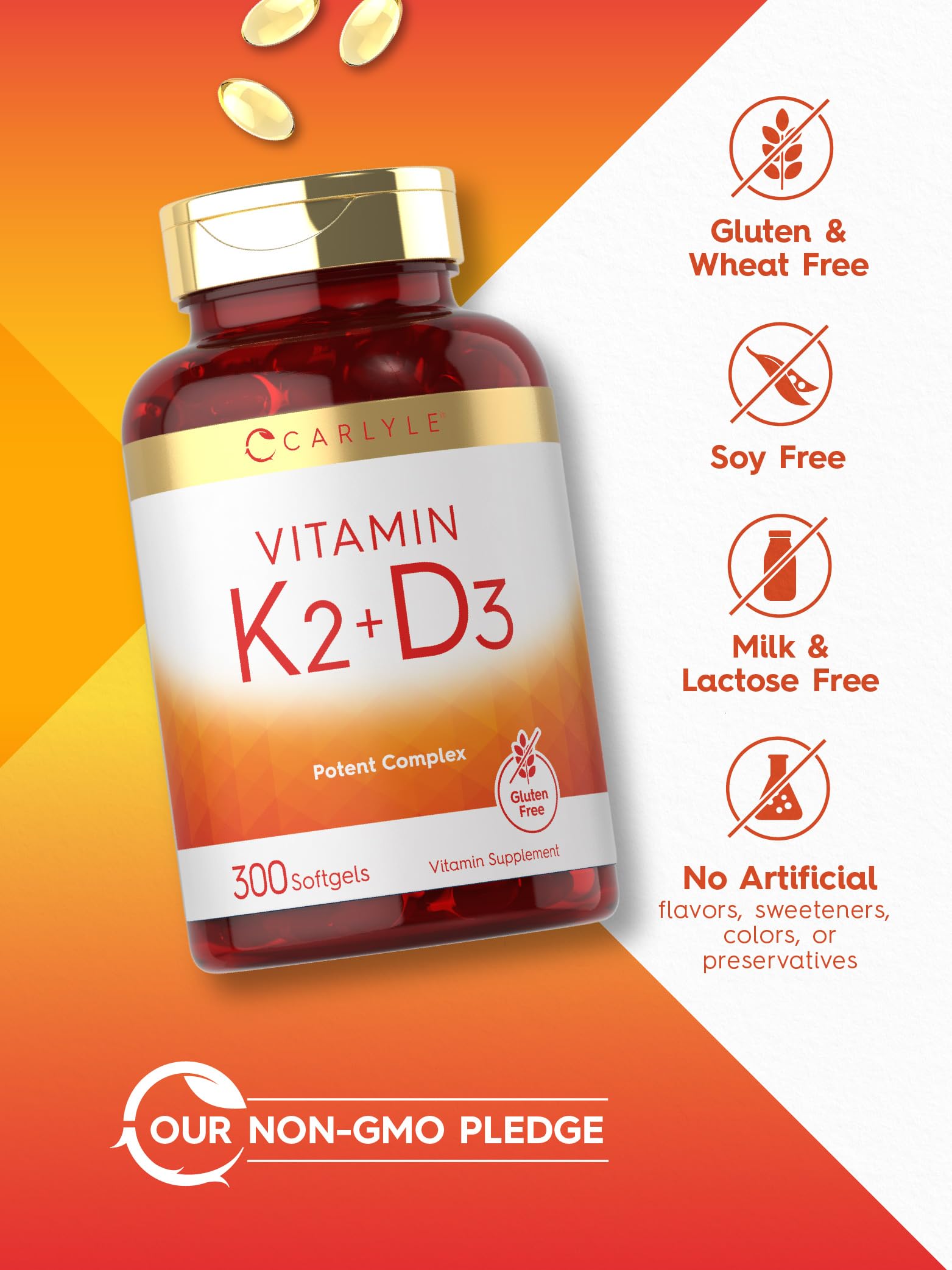 Carlyle K2 D3 300 Softgels - ingredients list