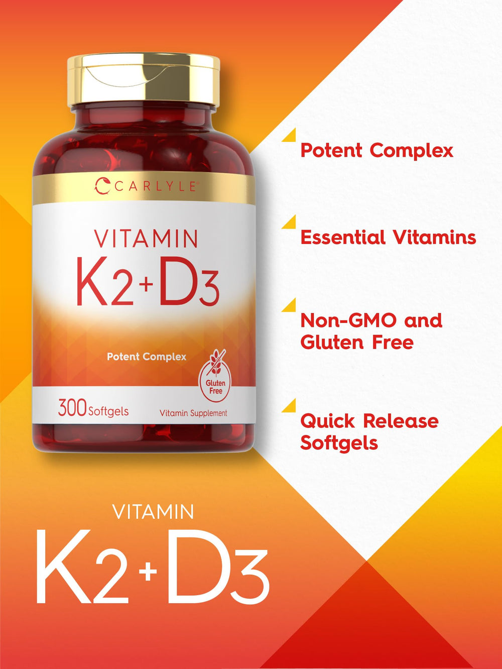 Dosing information for Carlyle Vitamin K2 D3 300 Softgels
