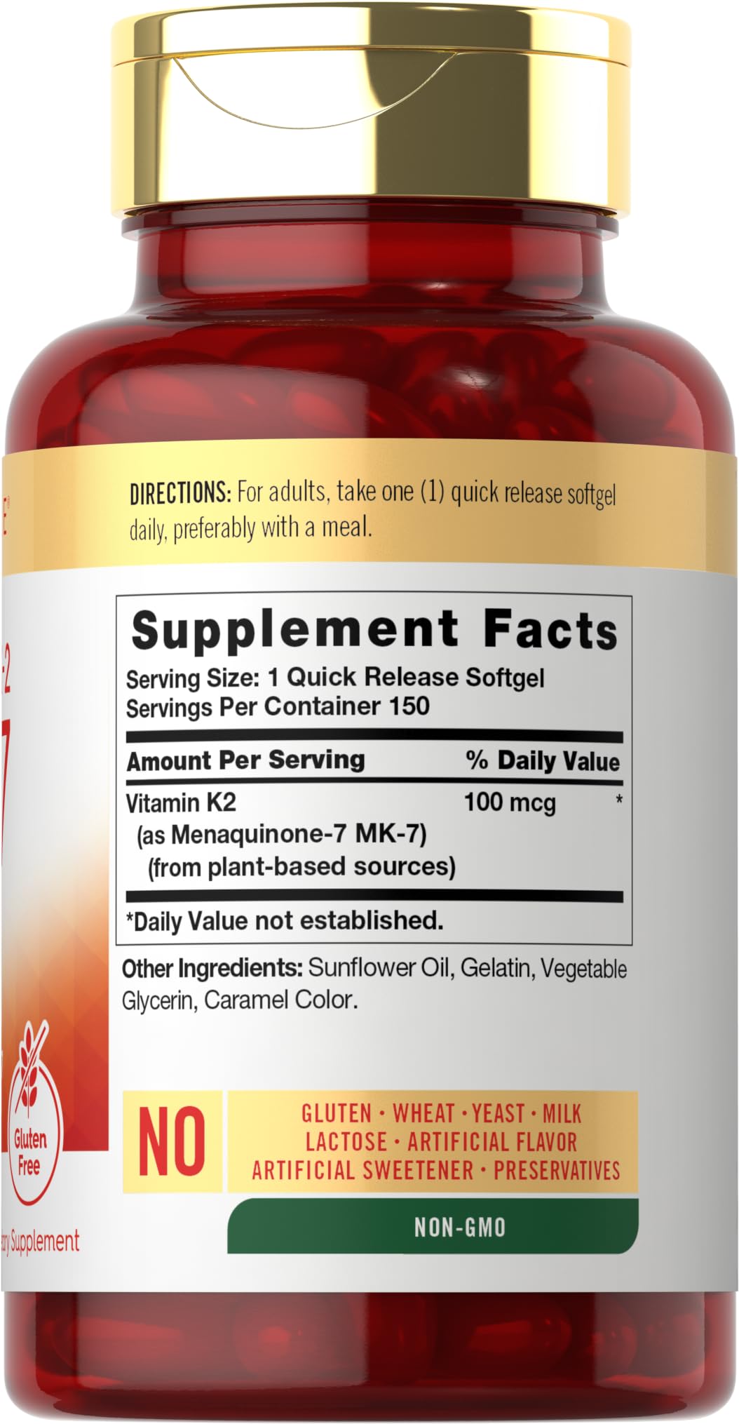 Close-up of Carlyle Vitamin K2 MK7 100 mcg softgels