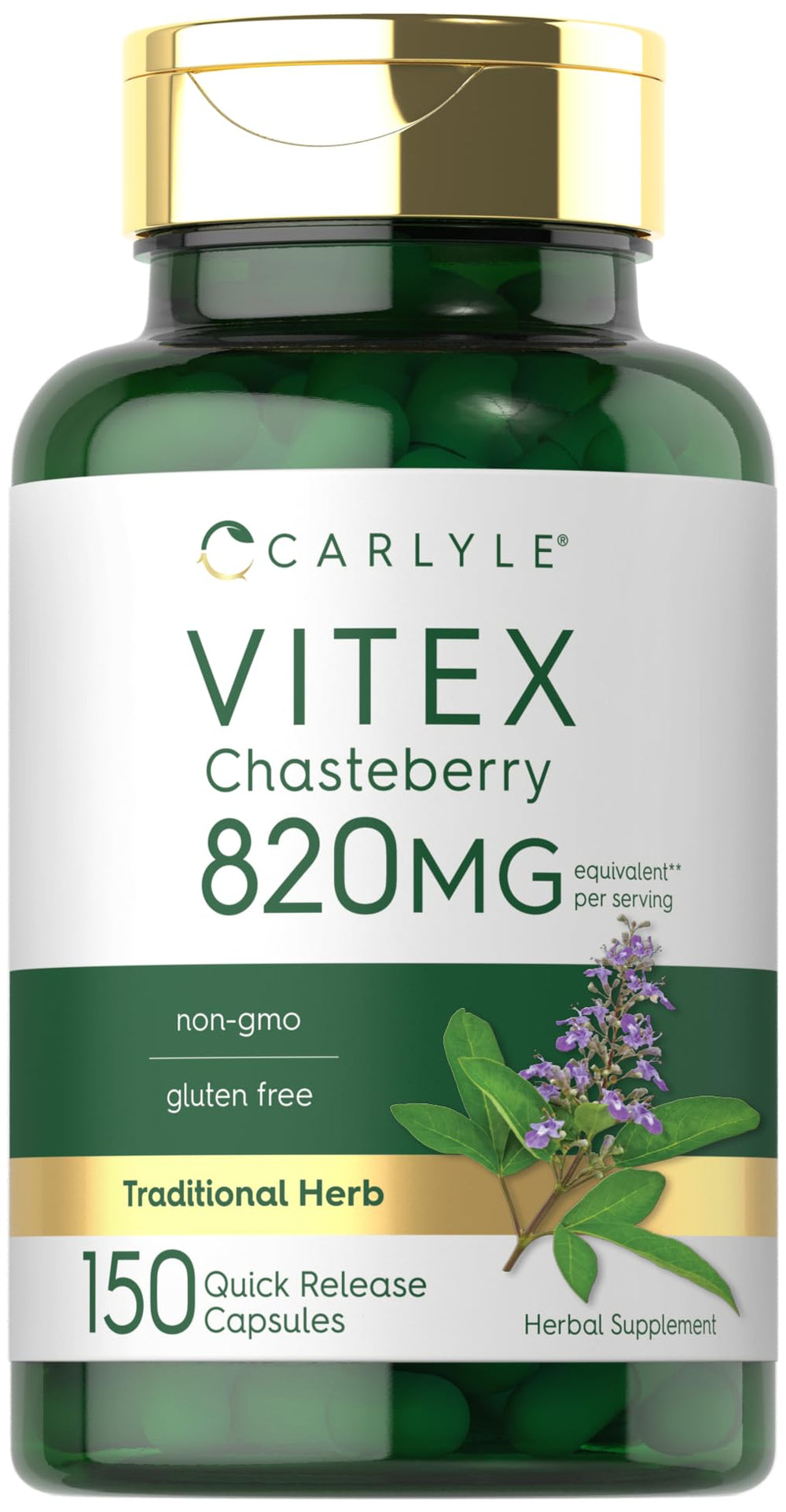 Carlyle Vitex Chasteberry supplement bottle with front label