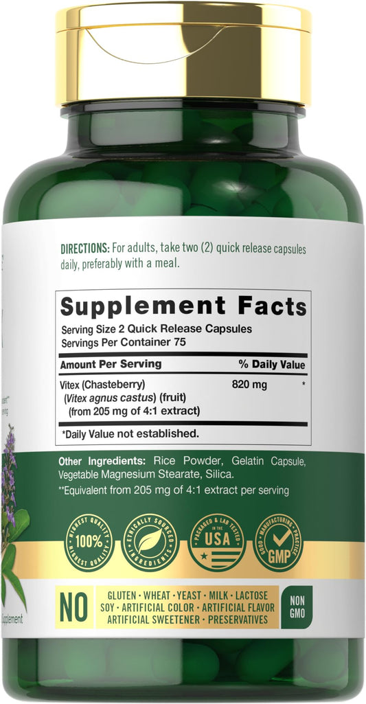 Front view of Carlyle Vitex bottle showing 150 capsules