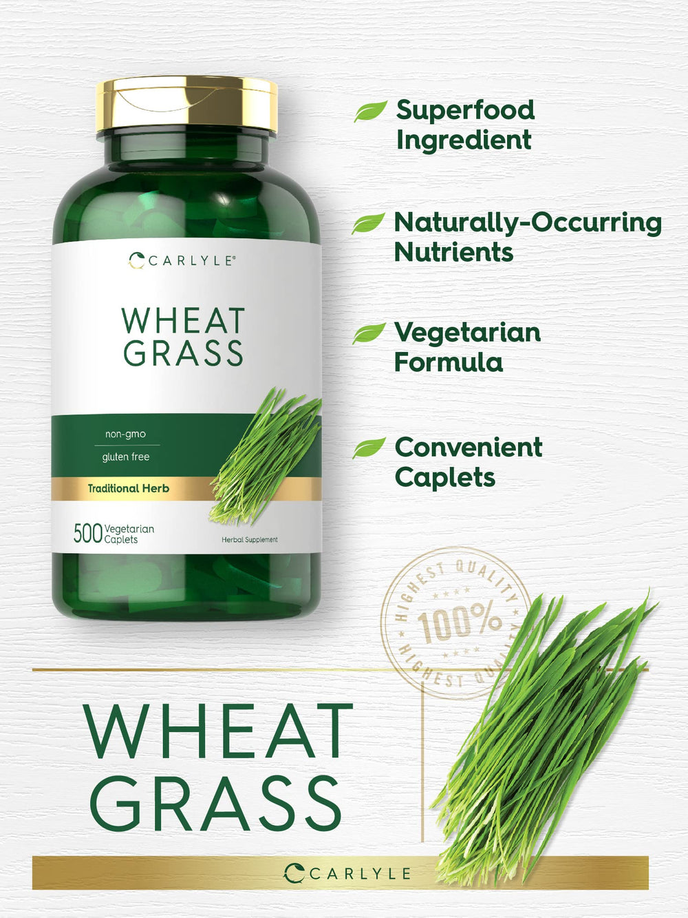 Carlyle Wheat Grass Supplement bottle with label