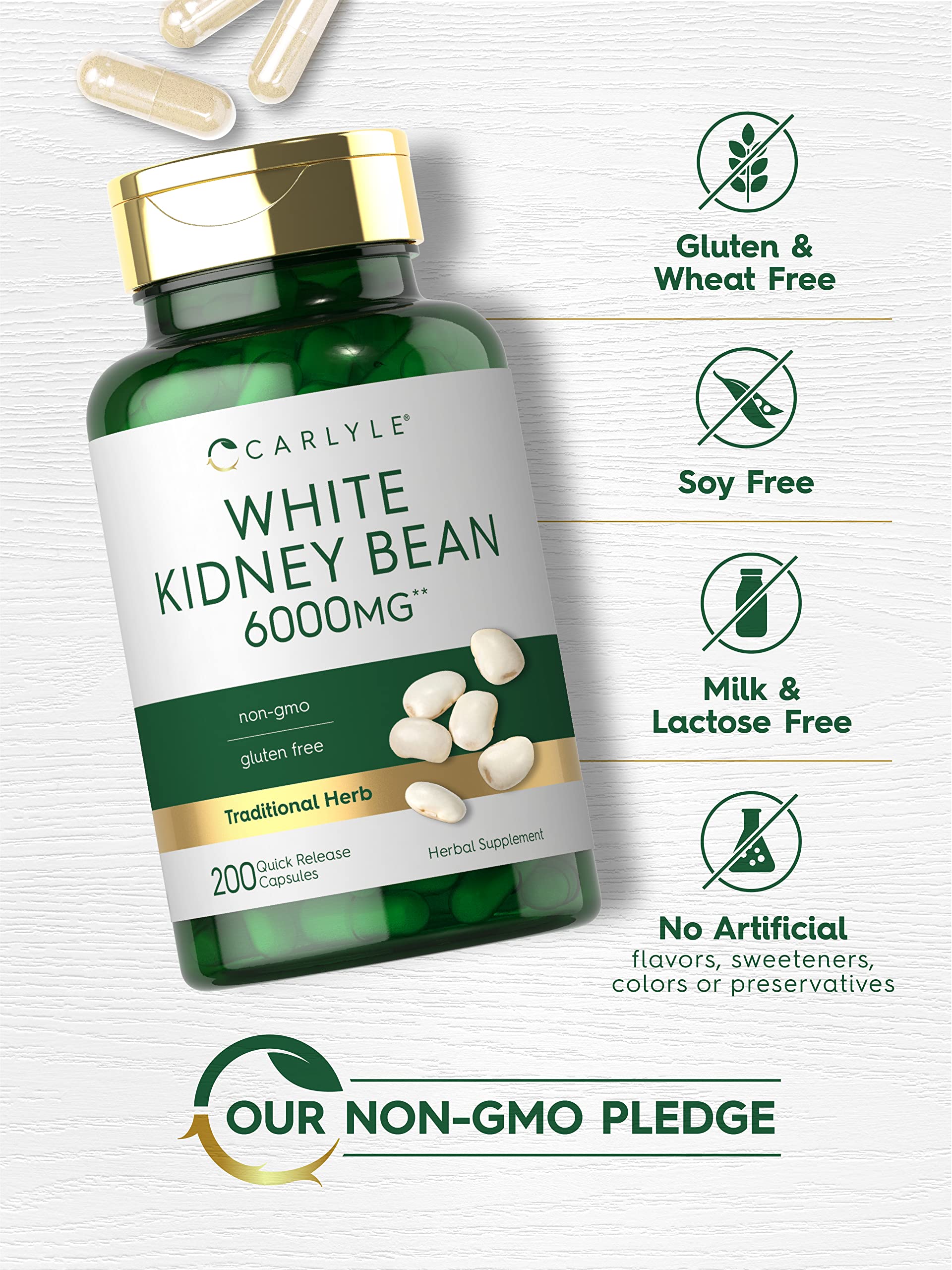 Close-up of Carlyle White Kidney Bean 6000mg capsules