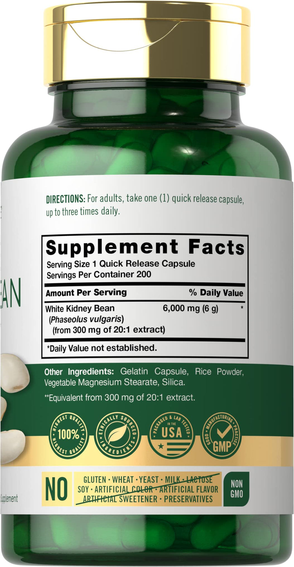 Label showing gluten-free and non-GMO information