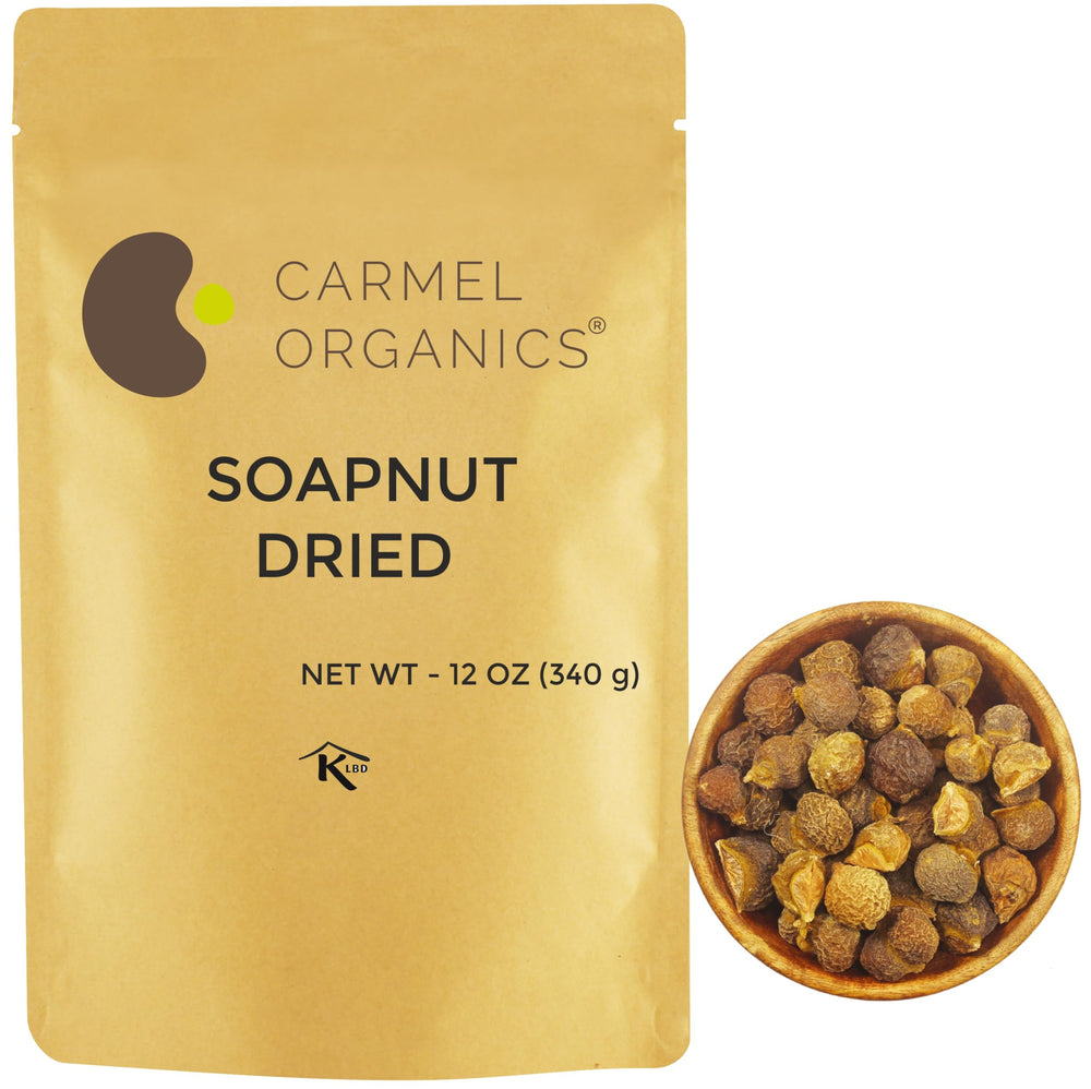 CARMEL ORGANICS Soapnut whole 12oz packaging for eco-friendly use