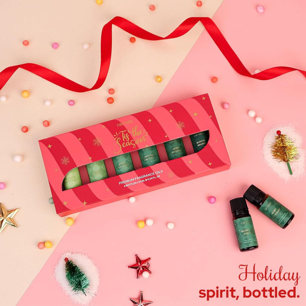 Gift-ready Carnatia Christmas Aroma Oil Set in elegant packaging