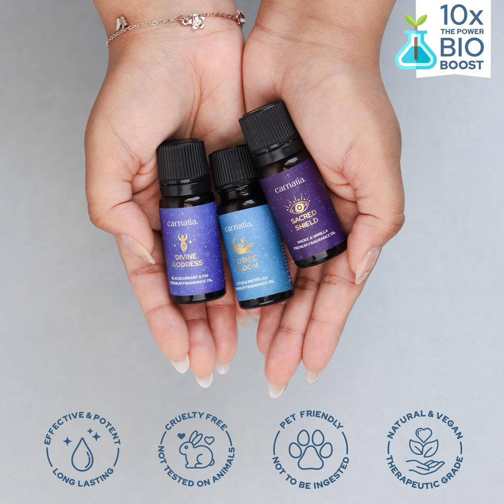 Cosmic-inspired Carnatia Starry Spell fragrance oil bottle close-up