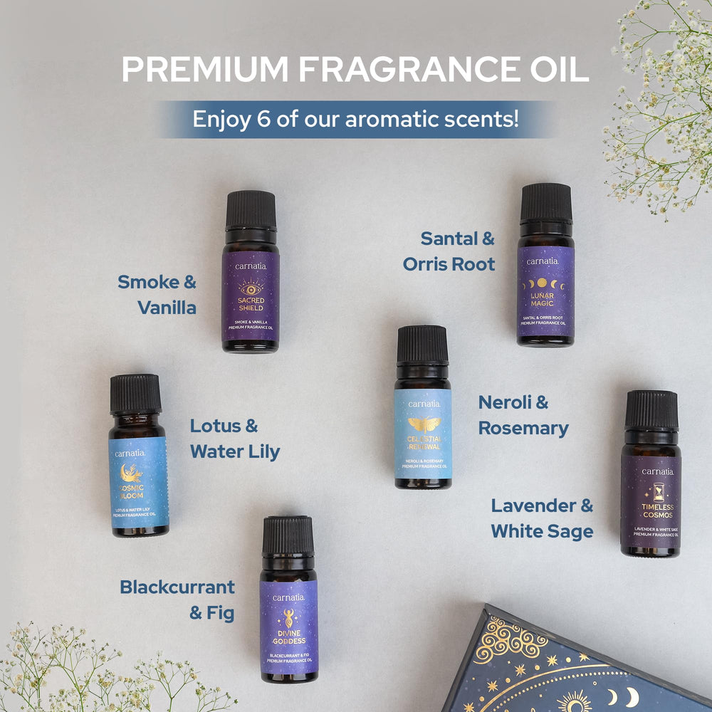 Starry Spell fragrance oil set packaging and display