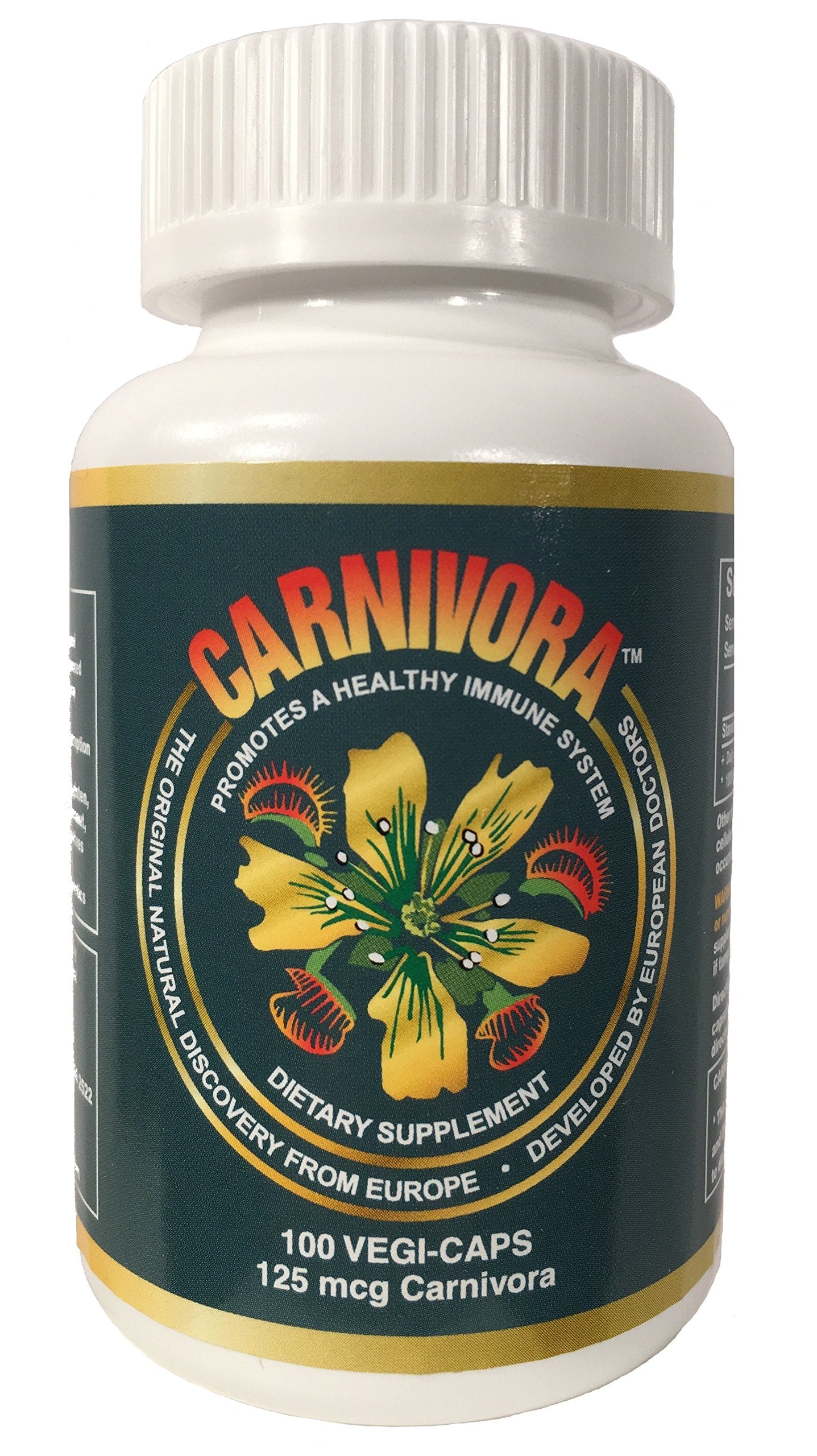 Carnivora Vegi-Caps bottle front view highlighting vegan-friendly immune support