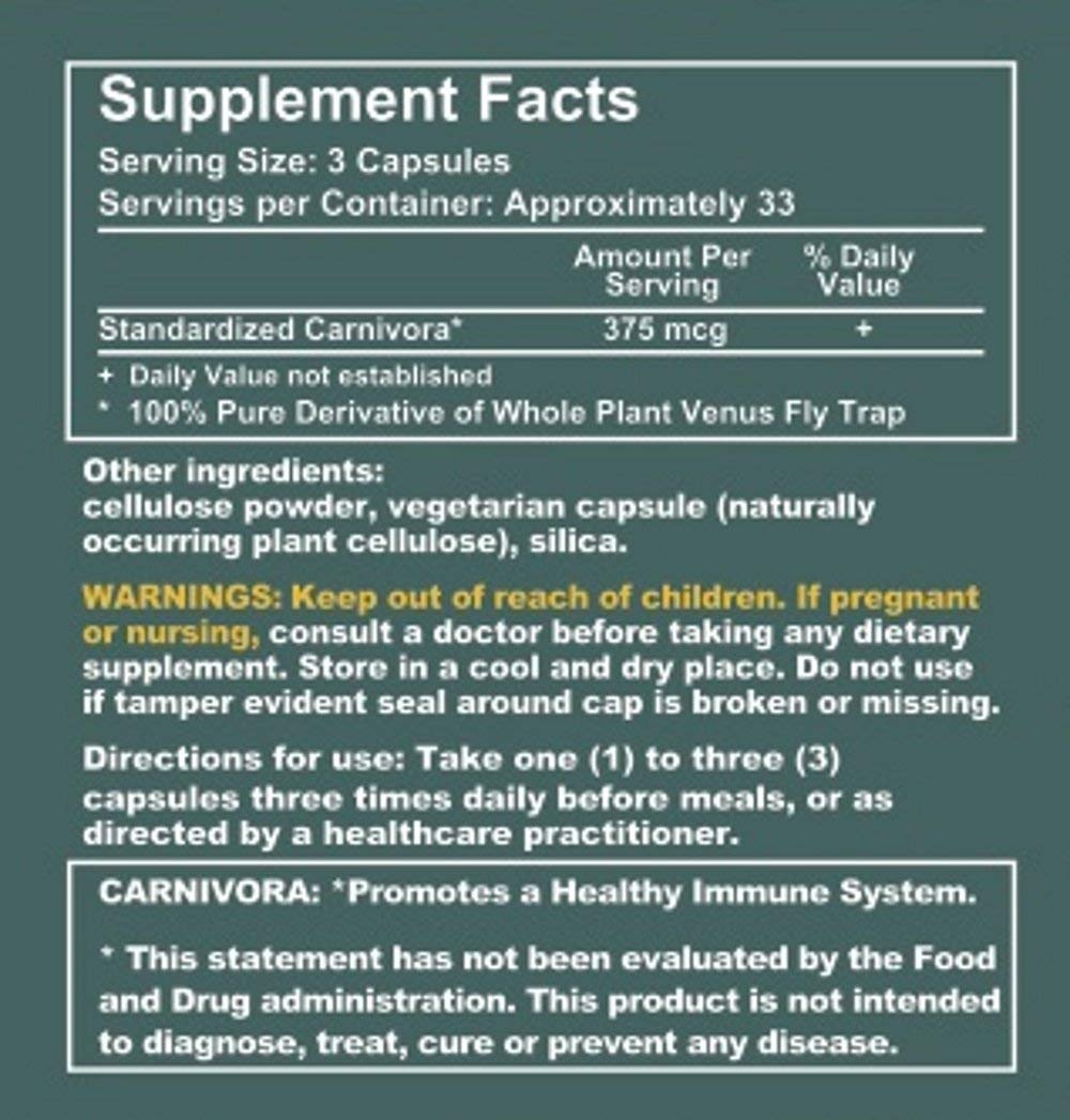 Carnivora Vegi-Caps capsules in a clear jar emphasize vegan status and allergen-friendly form