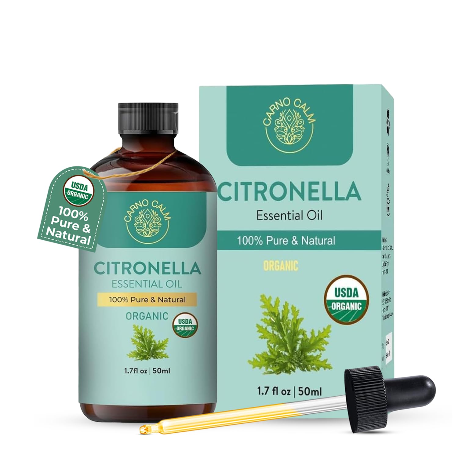 Carno Calm Citronella essential oil bottle, 1.7 fl oz (50 mL)