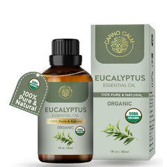 Carno Calm Eucalyptus Essential Oil bottle close-up