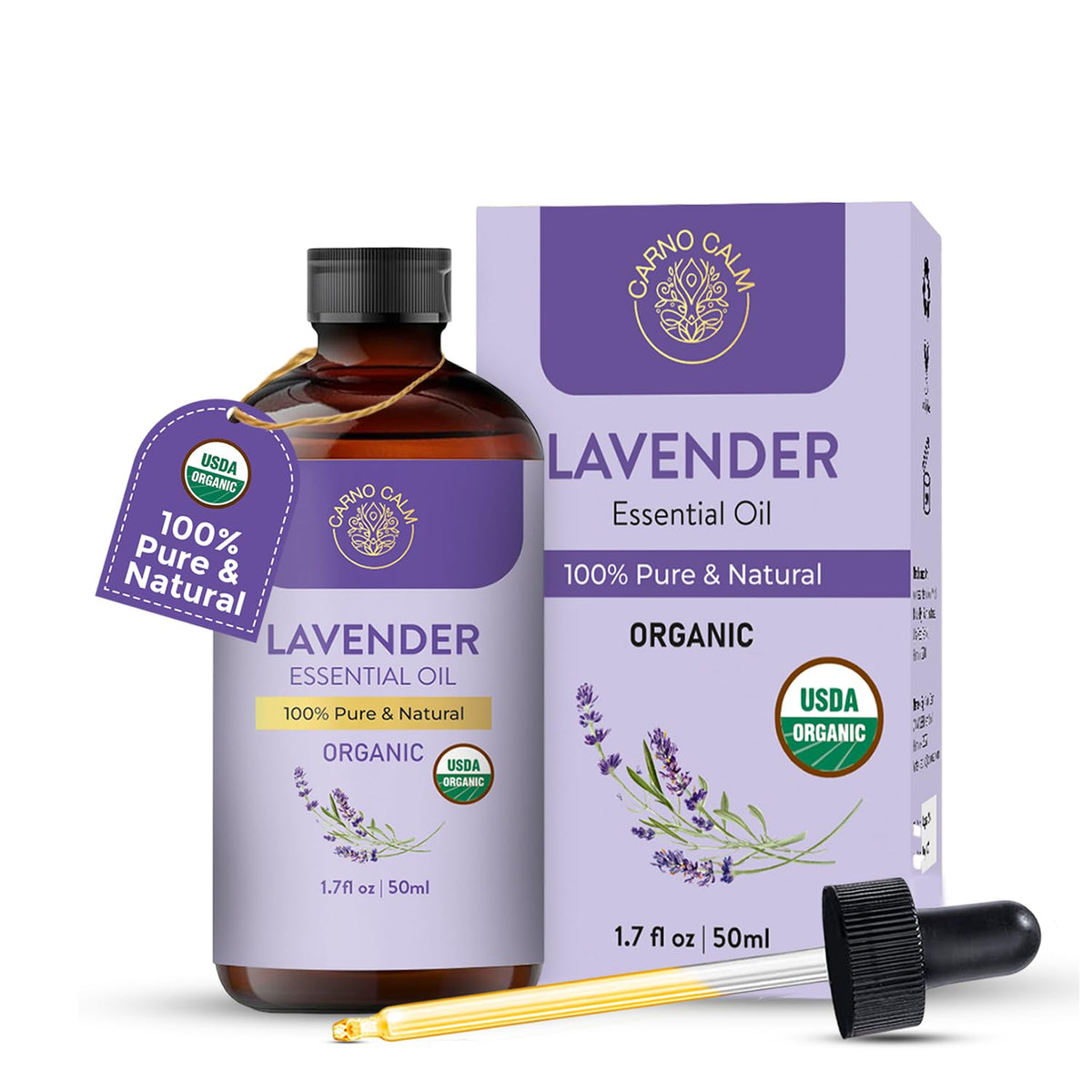 Carno Calm Lavender Essential Oil Pure bottle 1.7 fl oz